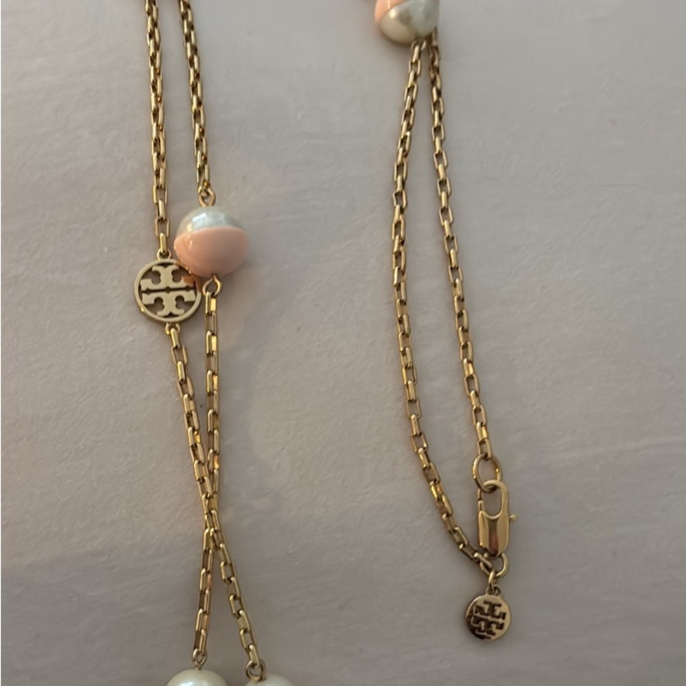 Tory Burch Gold and Pink Necklace